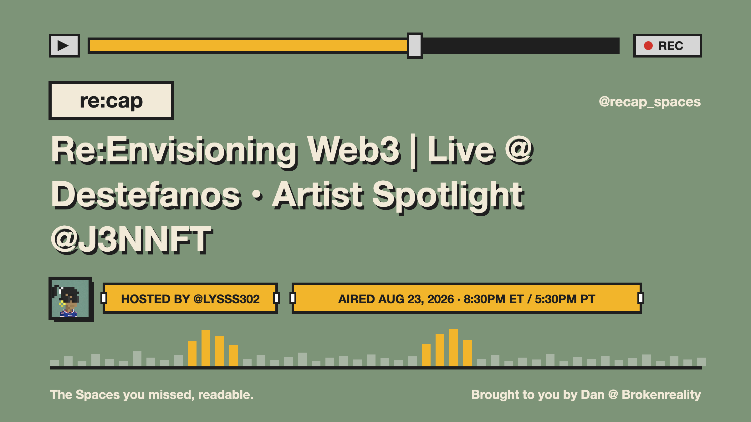 Re:Envisioning Web3 | Live @ Destefanos • Artist Spotlight @J3NNFT