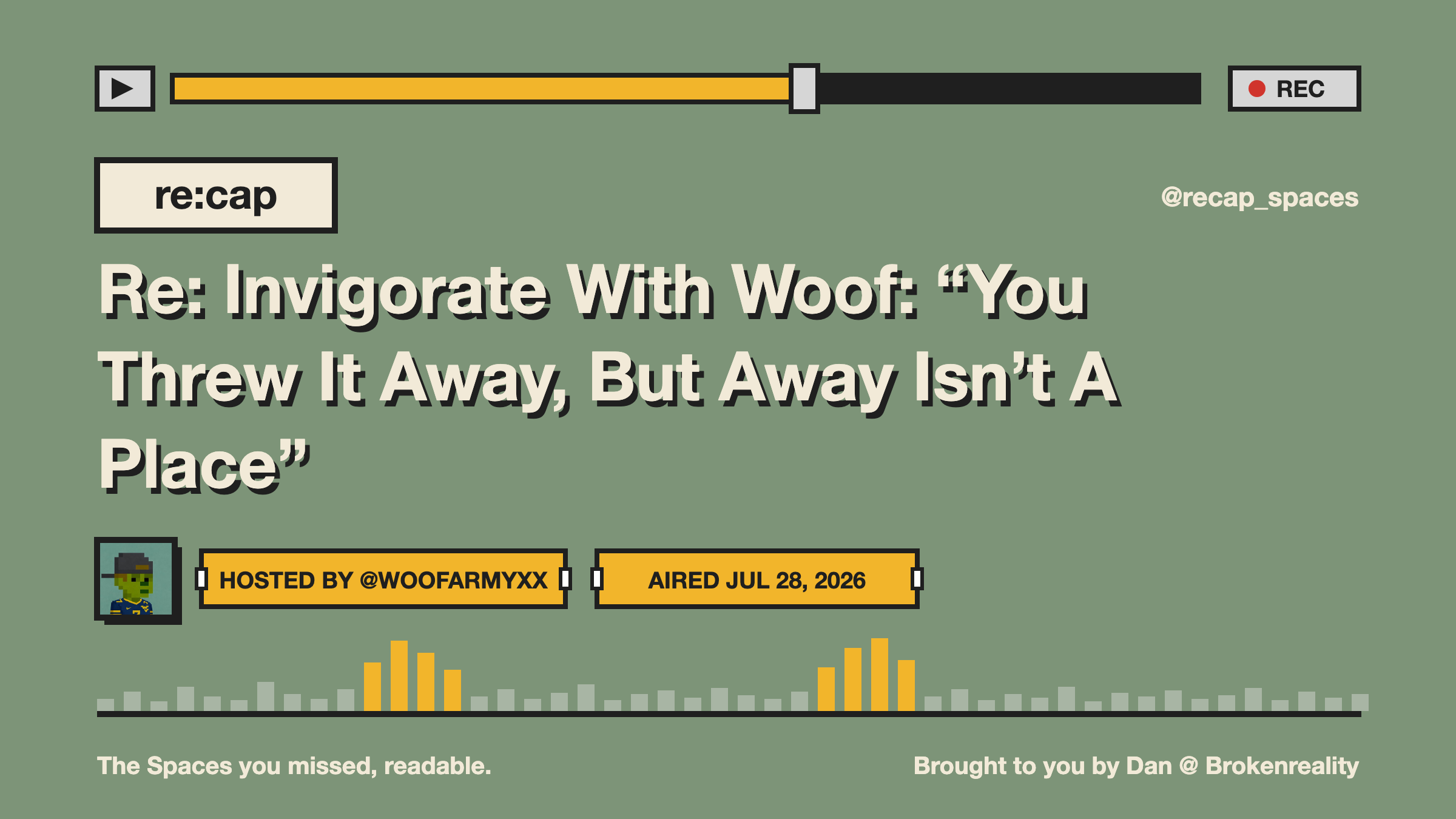 Re: Invigorate With Woof: “You Threw It Away, But Away Isn’t A Place”