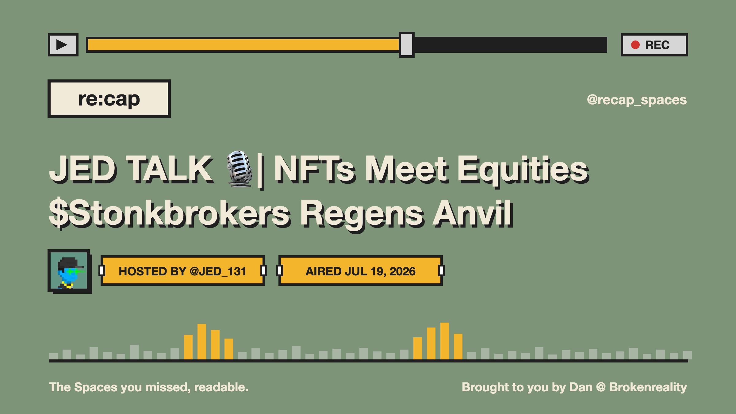 JED TALK 🎙️| NFTs Meet Equities $Stonkbrokers Regens Anvil