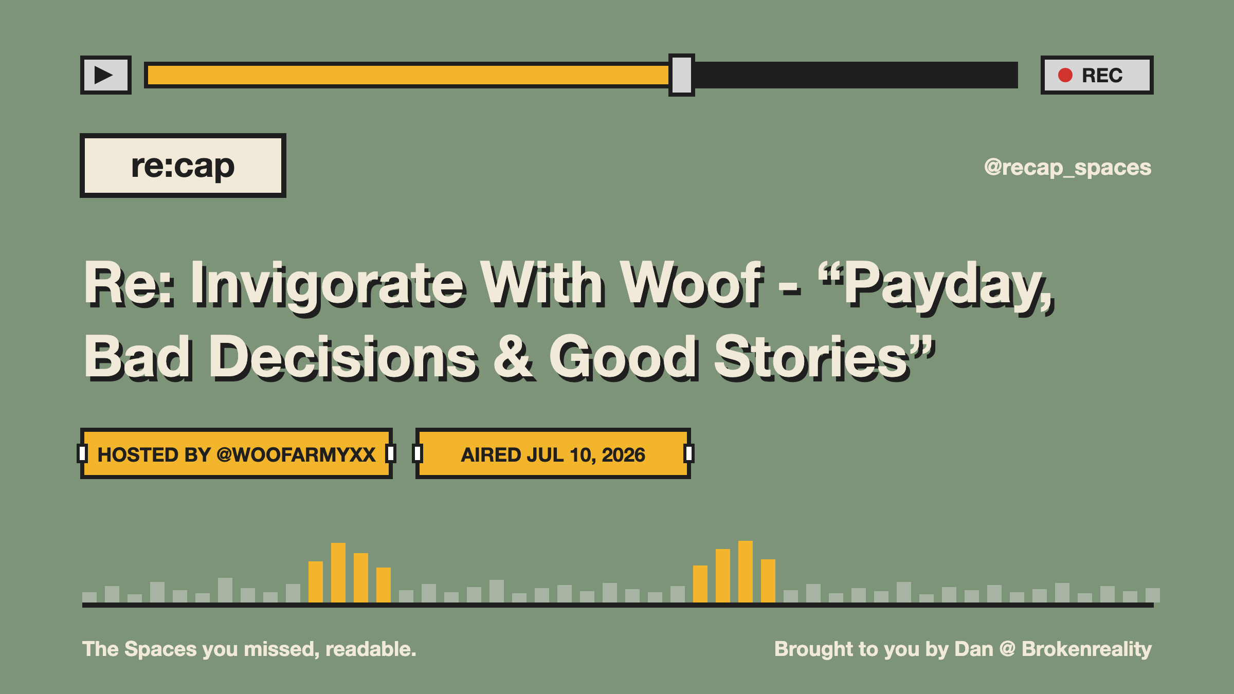 Re: Invigorate With Woof - “Payday, Bad Decisions & Good Stories”