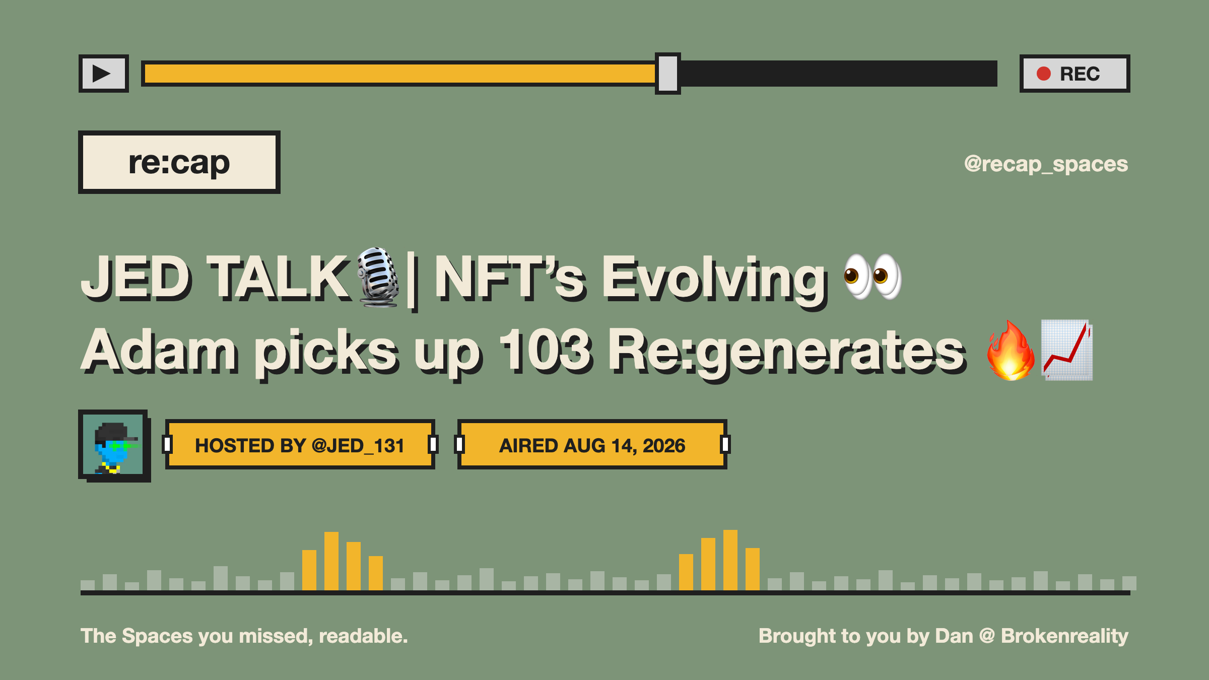 JED TALK🎙️| NFT’s Evolving 👀 Adam picks up 103 Re:generates 🔥📈