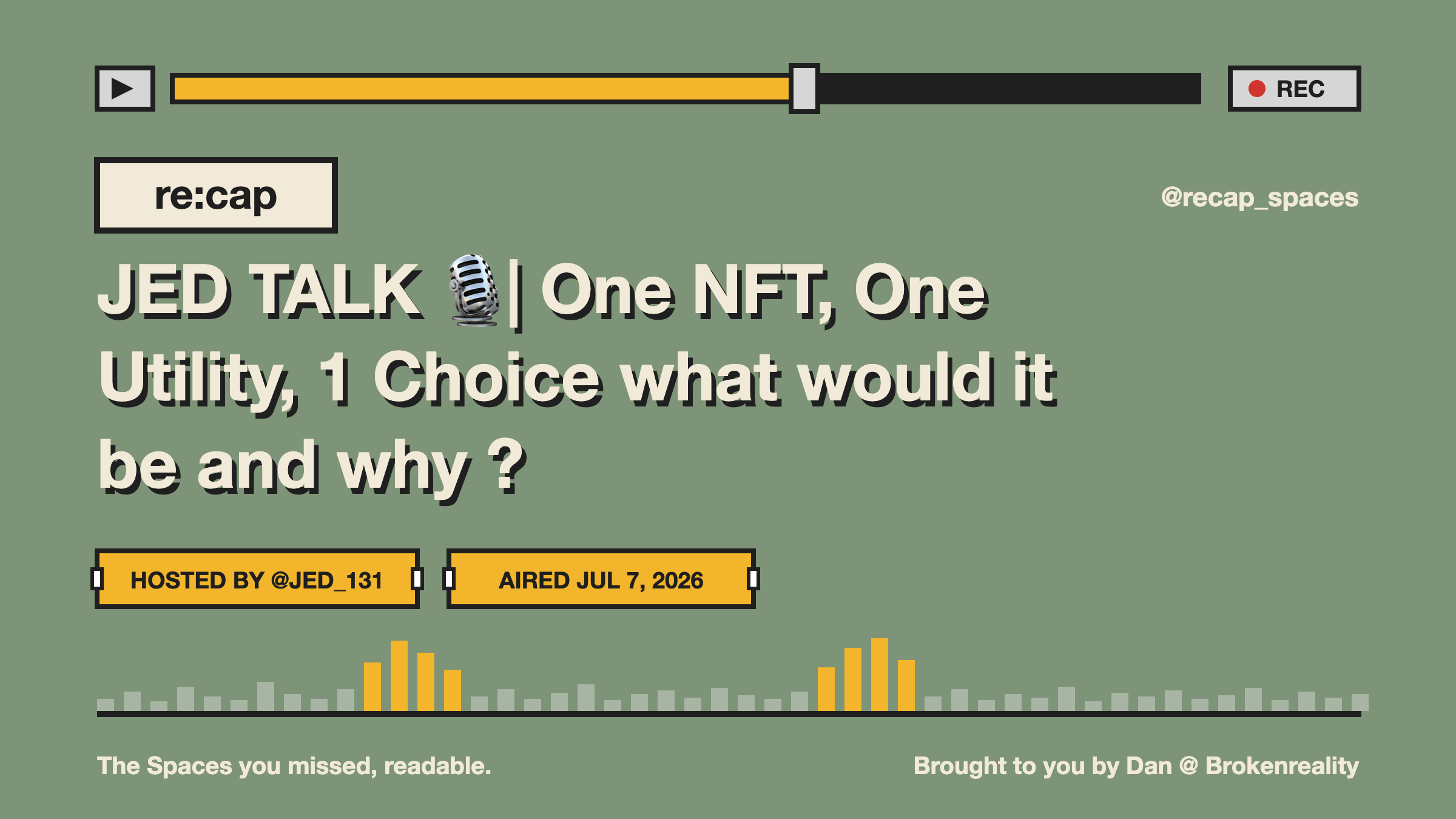 JED TALK 🎙️|  One NFT, One Utility, 1 Choice what would it be and why ?