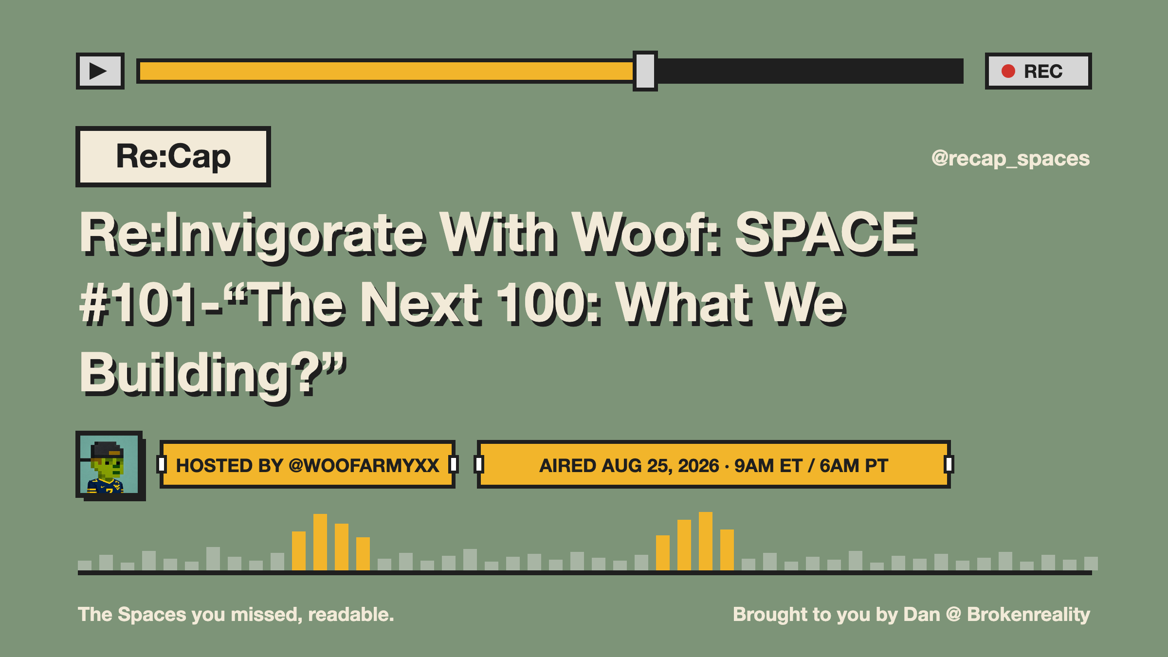 Re:Invigorate With Woof: SPACE #101-“The Next 100: What We Building?”