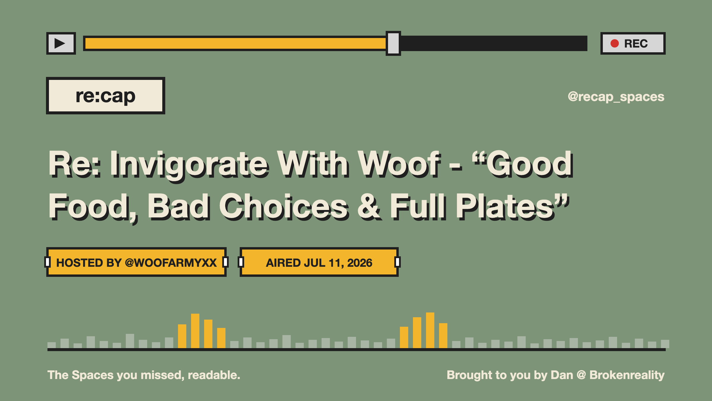 Re: Invigorate With Woof - “Good Food, Bad Choices & Full Plates”