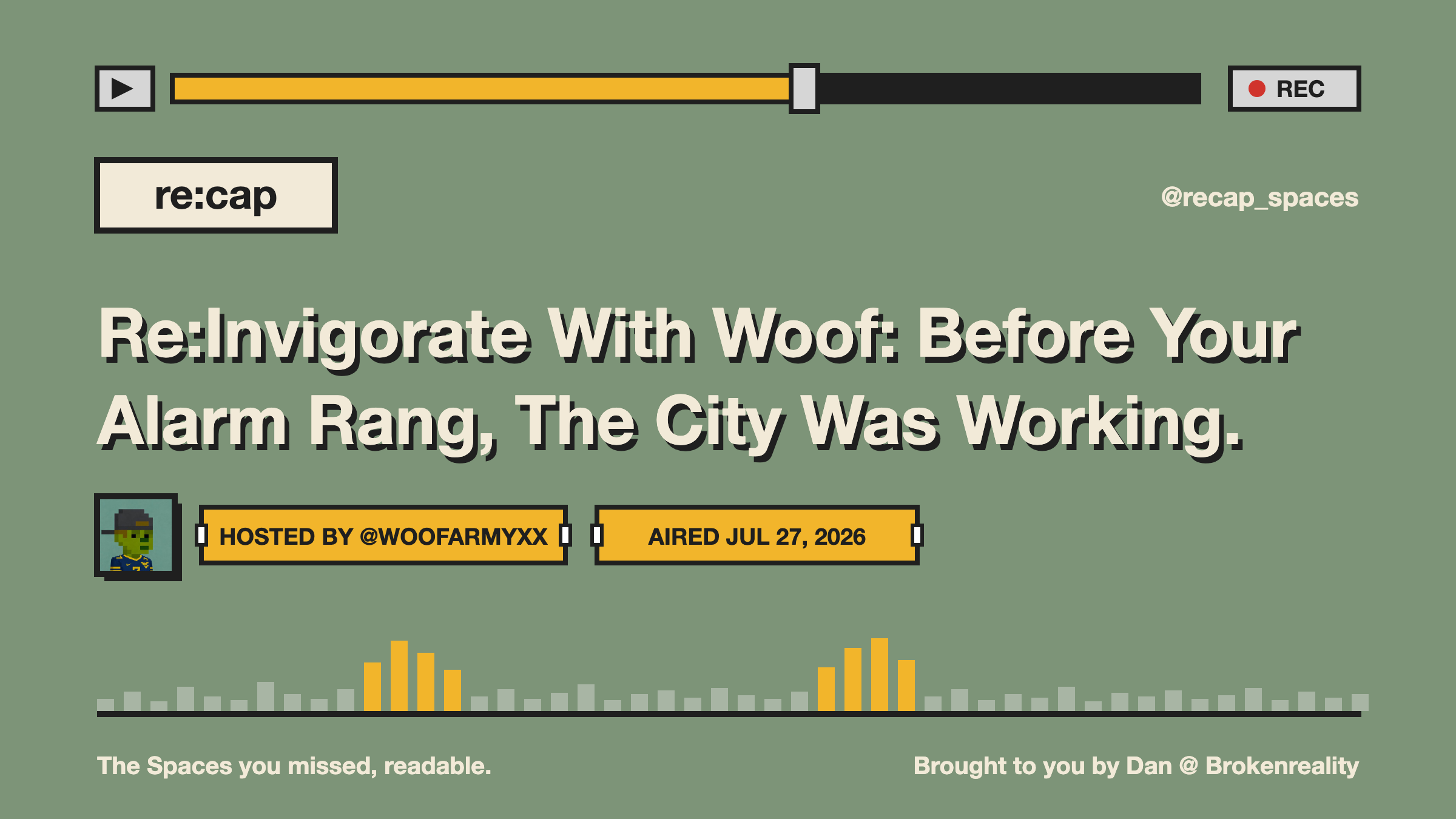 Re:Invigorate With Woof: Before Your Alarm Rang, The City Was Working.