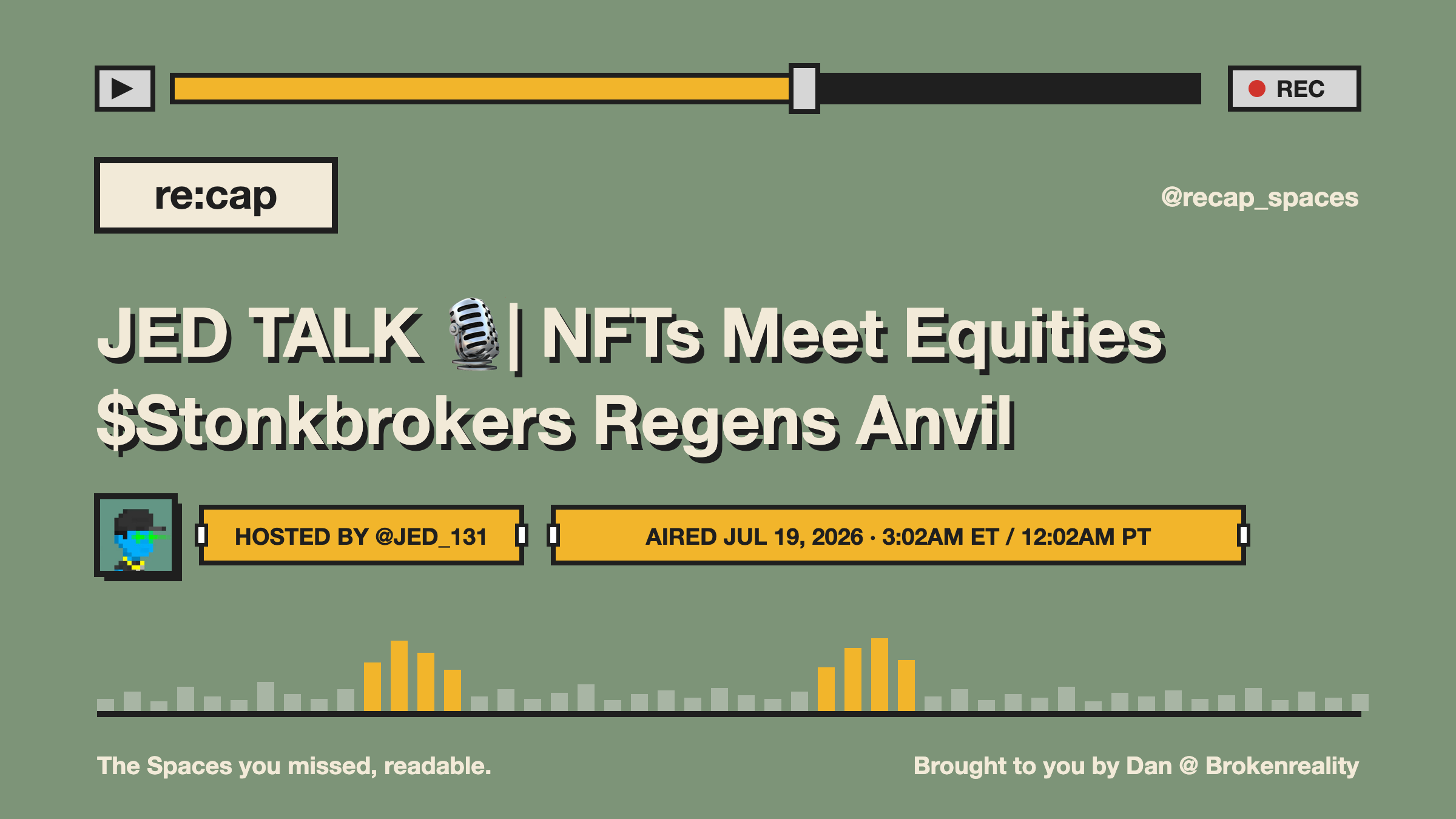 JED TALK 🎙️| NFTs Meet Equities $Stonkbrokers Regens Anvil