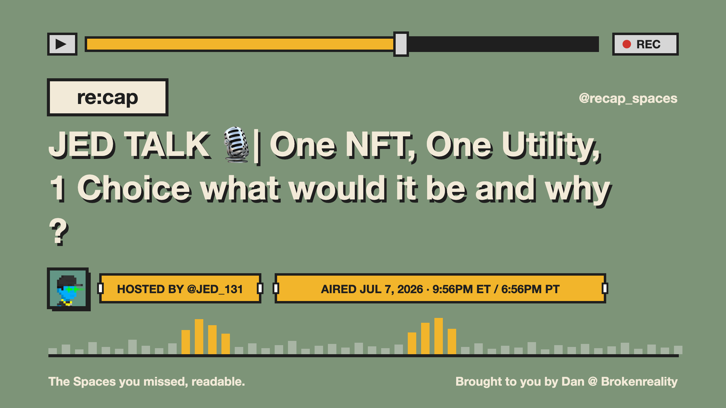 JED TALK 🎙️|  One NFT, One Utility, 1 Choice what would it be and why ?