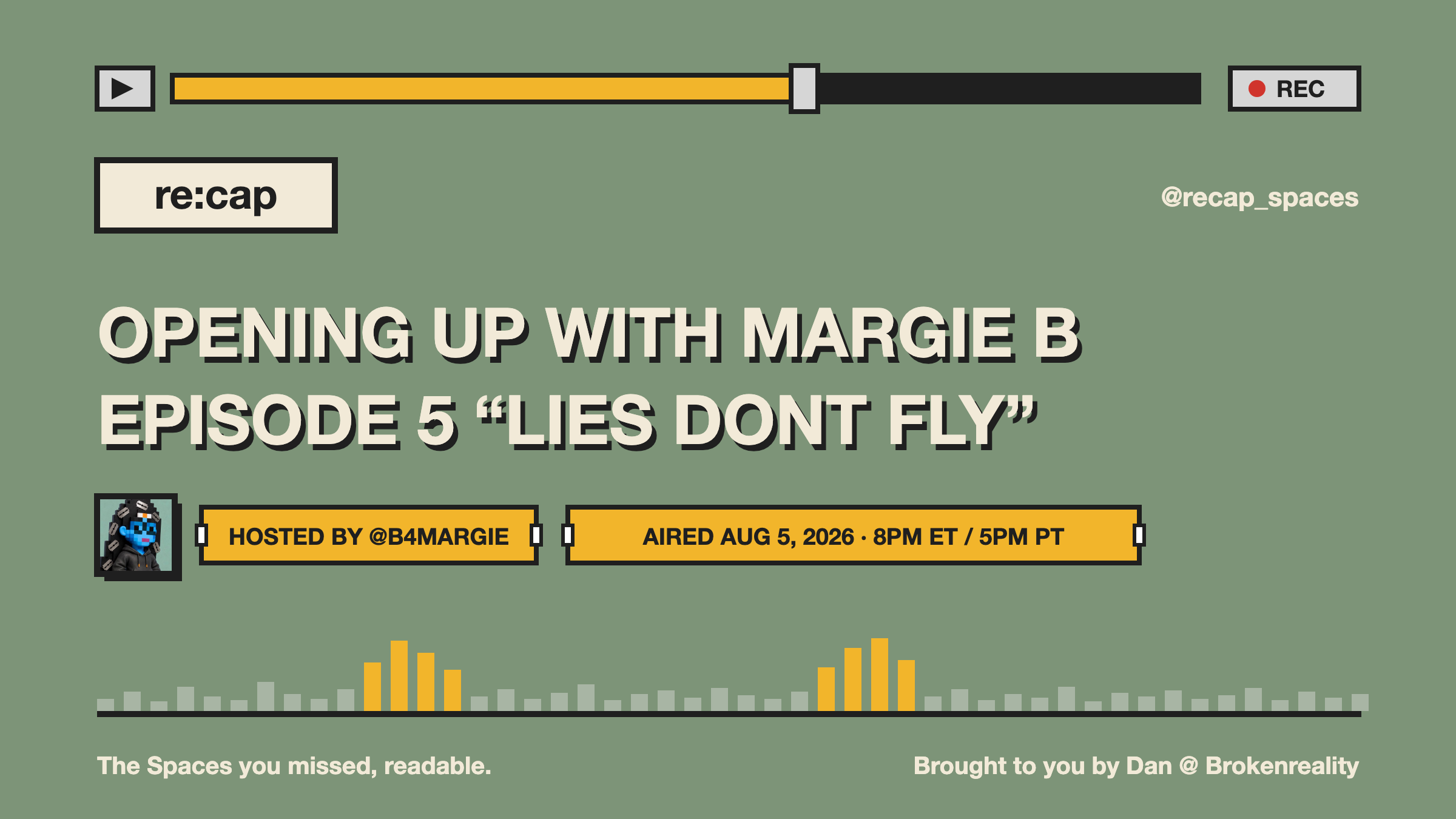 OPENING UP WITH MARGIE B          EPISODE 5 “LIES DONT FLY”