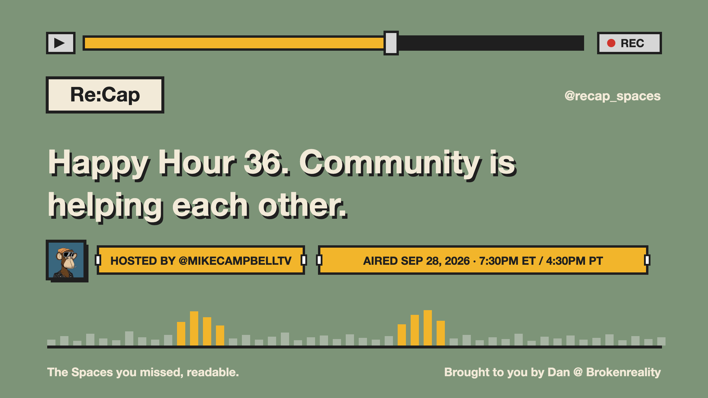 Happy Hour 36. Community is helping each other.