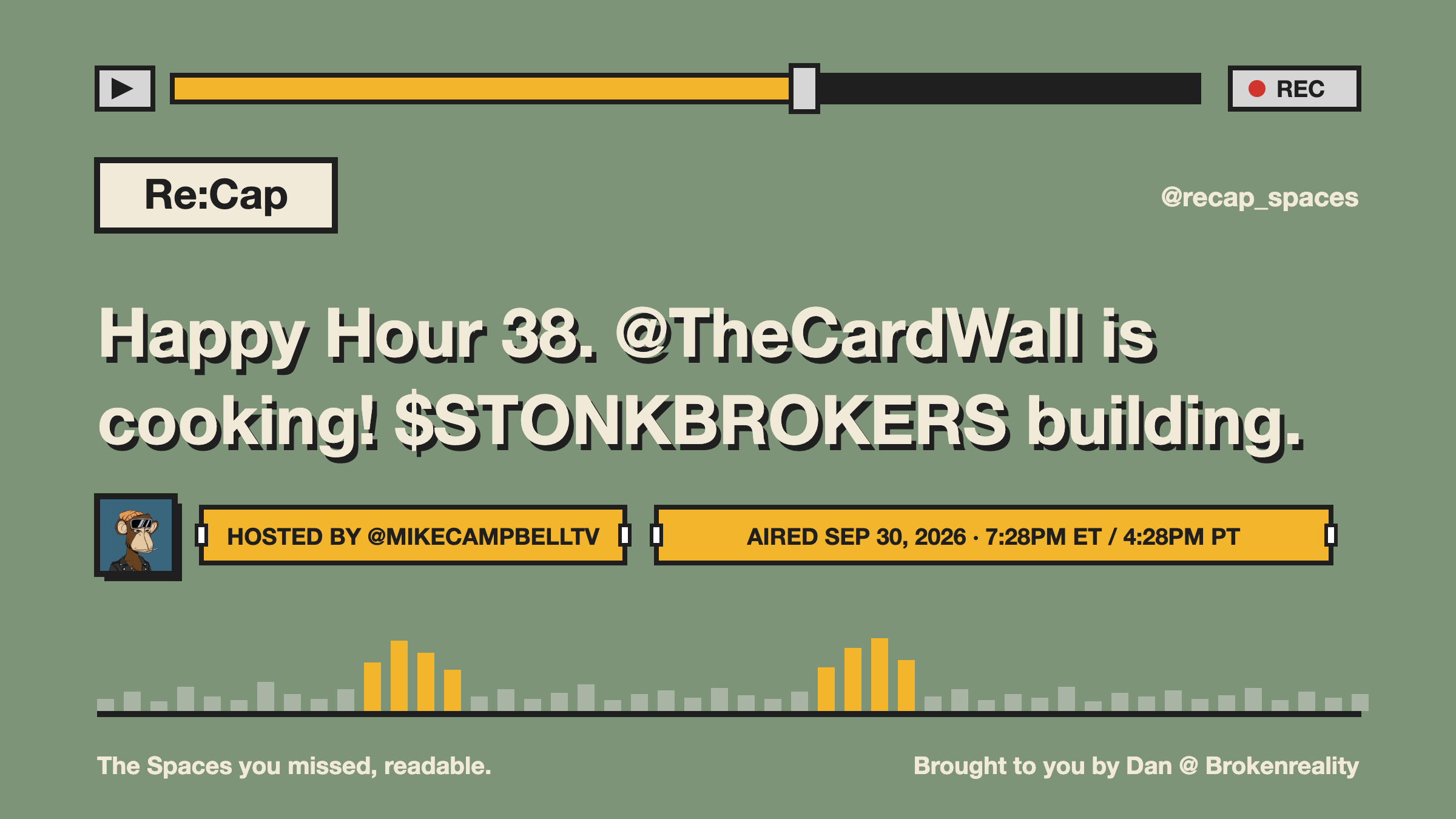 Happy Hour 38. @TheCardWall is cooking! $STONKBROKERS building.