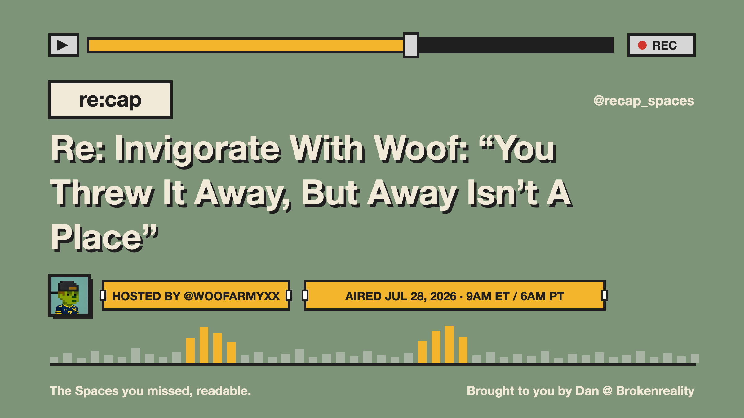 Re: Invigorate With Woof: “You Threw It Away, But Away Isn’t A Place”